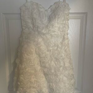 White Mini Floral Strapless Dress